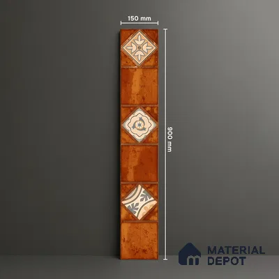 Moroccan Look Floor Tile TL 06573 H Cicilia Naranza Decore 35 Inch x 6 Inch Vitrified Matte Finish - 9 mm | Suitable for Living Room, Kitchen & Bedroom