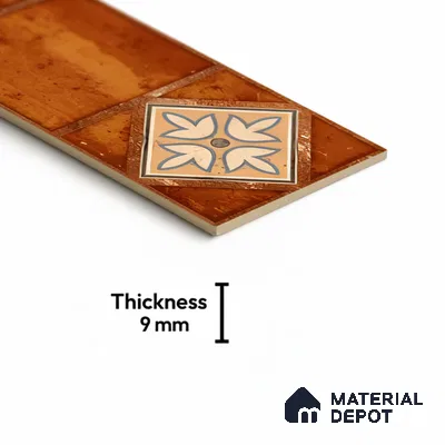 Moroccan Look Floor Tile TL 06573 H Cicilia Naranza Decore 35 Inch x 6 Inch Vitrified Matte Finish - 9 mm | Suitable for Living Room, Kitchen & Bedroom