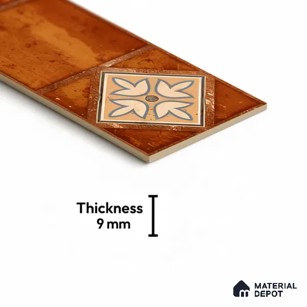 Moroccan Look Floor Tile TL 06573 H Cicilia Naranza Decore 35 Inch x 6 Inch Vitrified Matte Finish - 9 mm | Suitable for Living Room, Kitchen & Bedroom