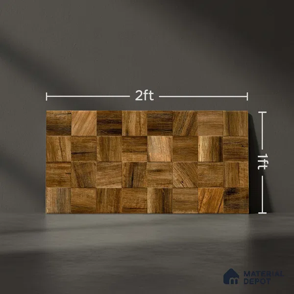 Wood Wall Tile TL 06586 B Hartwood Pizarra 2 ft x 1 ft Ceramic Matte Finish - 9 mm | Suitable for Courtyard, Foyer, Balcony, Elevation (Sample)