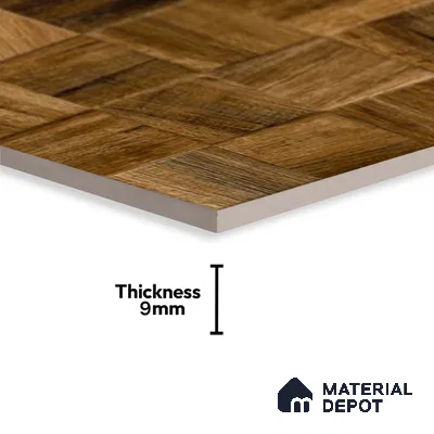 Wood Wall Tile TL 06586 B Hartwood Pizarra 2 ft x 1 ft Ceramic Matte Finish - 9 mm | Suitable for Courtyard, Foyer, Balcony, Elevation (Sample)