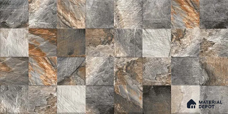 Stone Wall Tile TL 06586 Hartwood Noce 2 ft x 1 ft Ceramic Matte Finish - 9 mm | Suitable for Courtyard, Stair Lobby Wall, Balcony, Elevation