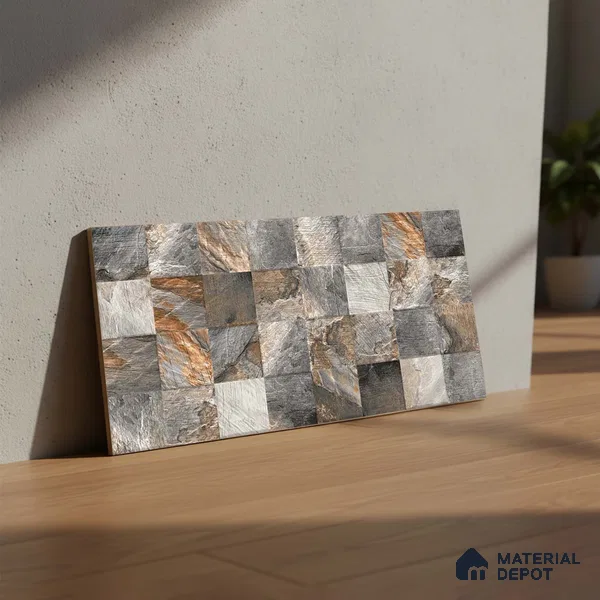 Stone Wall Tile TL 06586 Hartwood Noce 2 ft x 1 ft Ceramic Matte Finish - 9 mm | Suitable for Courtyard, Stair Lobby Wall, Balcony, Elevation