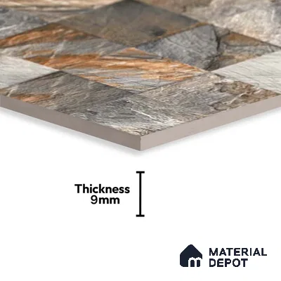 Stone Wall Tile TL 06586 Hartwood Noce 2 ft x 1 ft Ceramic Matte Finish - 9 mm | Suitable for Courtyard, Stair Lobby Wall, Balcony, Elevation