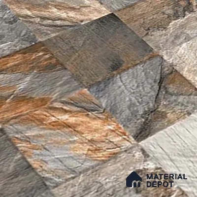 Stone Wall Tile TL 06586 Hartwood Noce 2 ft x 1 ft Ceramic Matte Finish - 9 mm | Suitable for Courtyard, Stair Lobby Wall, Balcony, Elevation