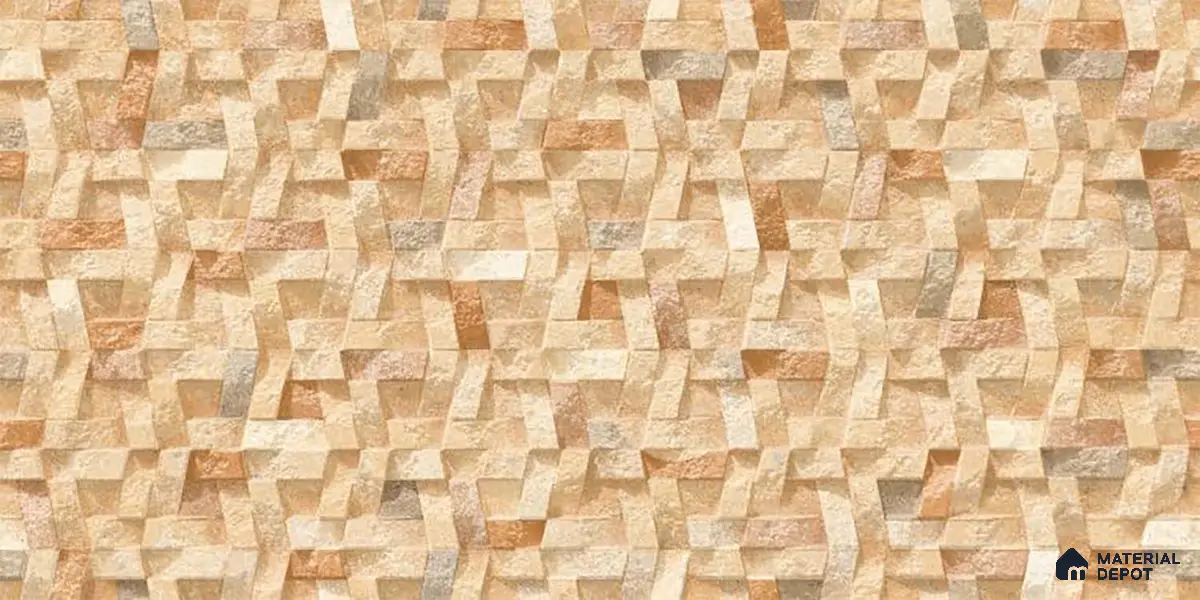 Stone Wall Tile TL 06588 B Ribera Canyon 2 ft x 1 ft Ceramic Matte Finish - 9 mm | Suitable for Courtyard, Foyer, Balcony, Elevation