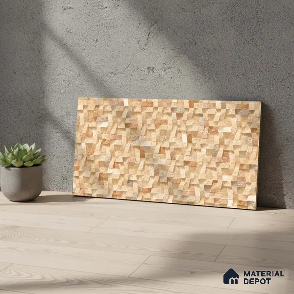 Stone Wall Tile TL 06588 B Ribera Canyon 2 ft x 1 ft Ceramic Matte Finish - 9 mm | Suitable for Courtyard, Foyer, Balcony, Elevation