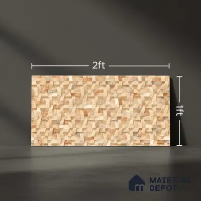 Stone Wall Tile TL 06588 B Ribera Canyon 2 ft x 1 ft Ceramic Matte Finish - 9 mm | Suitable for Courtyard, Foyer, Balcony, Elevation