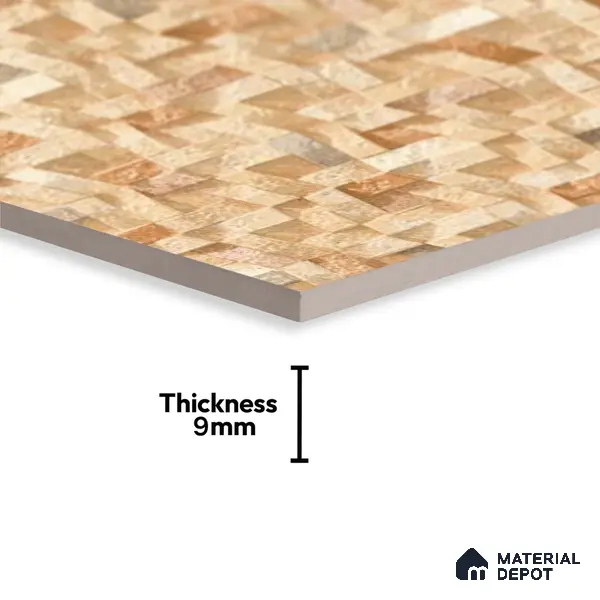 Stone Wall Tile TL 06588 B Ribera Canyon 2 ft x 1 ft Ceramic Matte Finish - 9 mm | Suitable for Courtyard, Foyer, Balcony, Elevation