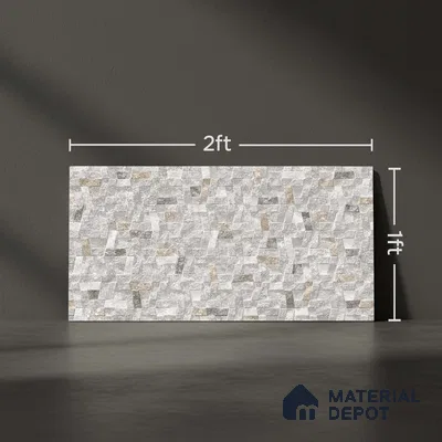 Stone Wall Tile TL 06588 Ribera Marfil 2 ft x 1 ft Ceramic Matte Finish - 9 mm | Suitable for Courtyard, Foyer, Balcony, Elevation