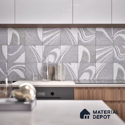 Subway Wall Tile TL 06435 Coastal Canvas Gray 8 x 8 inch Ceramic Matte Finish - 10 mm | 25 Random Design | Suitable for Accent / Feature Walls, Bathroom, Kitchen Wall & Backsplashes (Sample)