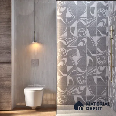 Subway Wall Tile TL 06435 Coastal Canvas Gray 8 x 8 inch Ceramic Matte Finish - 10 mm | 25 Random Design | Suitable for Accent / Feature Walls, Bathroom, Kitchen Wall & Backsplashes (Sample)