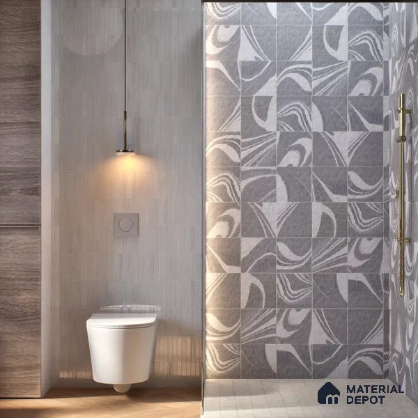 Subway Wall Tile TL 06435 Coastal Canvas Gray 8 x 8 inch Ceramic Matte Finish - 10 mm | 25 Random Design | Suitable for Accent / Feature Walls, Bathroom, Kitchen Wall & Backsplashes (Sample)