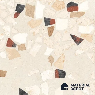 Terrazzo Wall & Floor Tile TL 06604 B Emuna Ivory 2 ft x 2 ft Vitrified Matte Finish - 9 mm | Suitable for Living Room, Balcony, Courtyard (Sample)