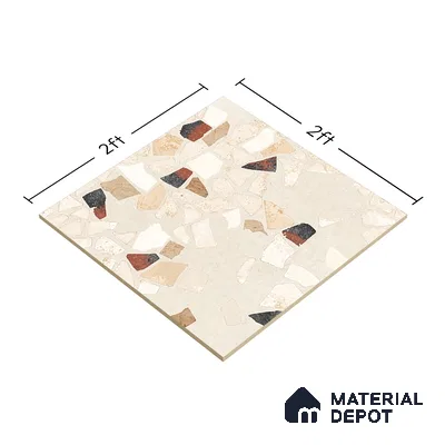 Terrazzo Wall & Floor Tile TL 06604 B Emuna Ivory 2 ft x 2 ft Vitrified Matte Finish - 9 mm | Suitable for Living Room, Balcony, Courtyard (Sample)