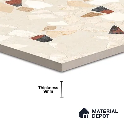 Terrazzo Wall & Floor Tile TL 06604 B Emuna Ivory 2 ft x 2 ft Vitrified Matte Finish - 9 mm | Suitable for Living Room, Balcony, Courtyard (Sample)