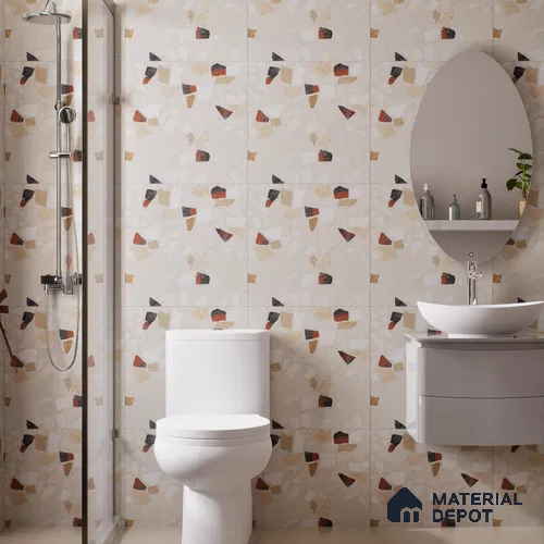 Terrazzo Wall & Floor Tile TL 06604 B Emuna Ivory 2 ft x 2 ft Vitrified Matte Finish - 9 mm | Suitable for Living Room, Balcony, Courtyard