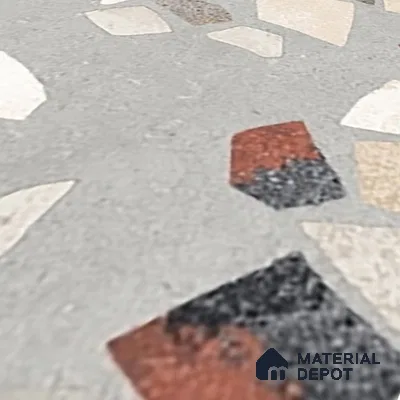 Terrazzo Wall & Floor Tile TL 06604 Emuna Gray 2 ft x 2 ft Vitrified Matte Finish - 9 mm | Suitable for Living Room, Balcony, Courtyard (Sample)