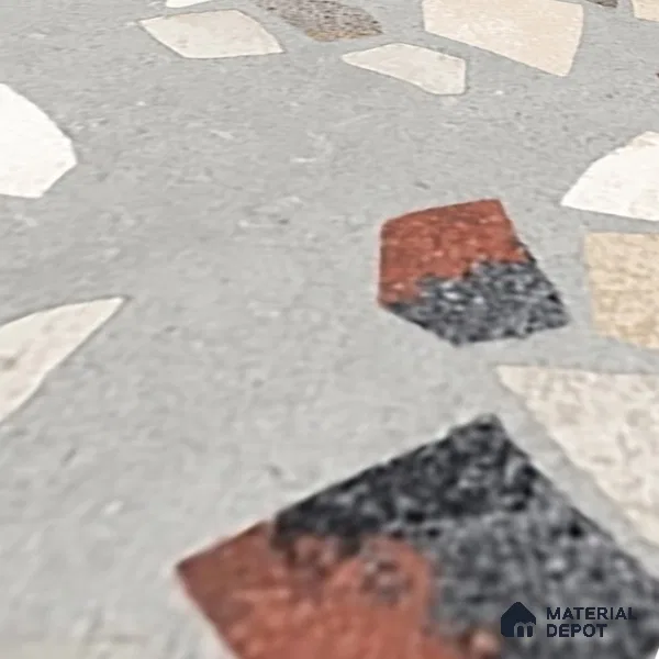 Terrazzo Wall & Floor Tile TL 06604 Emuna Gray 2 ft x 2 ft Vitrified Matte Finish - 9 mm | Suitable for Living Room, Balcony, Courtyard (Sample)