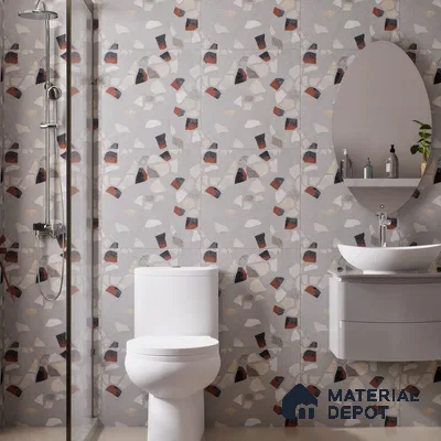 Terrazzo Wall & Floor Tile TL 06604 Emuna Gray 2 ft x 2 ft Vitrified Matte Finish - 9 mm | Suitable for Living Room, Balcony, Courtyard (Sample)