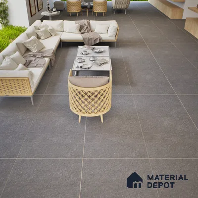 Punch Look Floor & Wall Tile TL 07484 G Saga Charcoal 2 ft x 2 ft Vitrified Matte Finish - 9 mm (Sample)