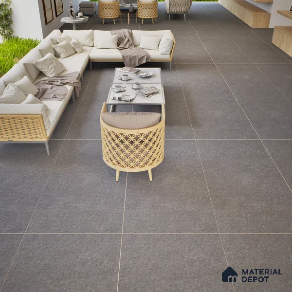 Punch Look Floor & Wall Tile TL 07484 G Saga Charcoal 2 ft x 2 ft Vitrified Matte Finish - 9 mm (Sample)