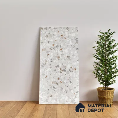 Terrazzo Floor & Wall Tile | TL 07199 B Polico Pearl 2 ft x 4 ft Vitrified Matte Finish - 9 mm | Suitable For Living Room, Bedroom, Bathroom (Sample)