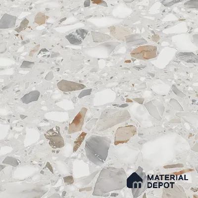 Terrazzo Floor & Wall Tile | TL 07199 B Polico Pearl 2 ft x 4 ft Vitrified Matte Finish - 9 mm | Suitable For Living Room, Bedroom, Bathroom (Sample)