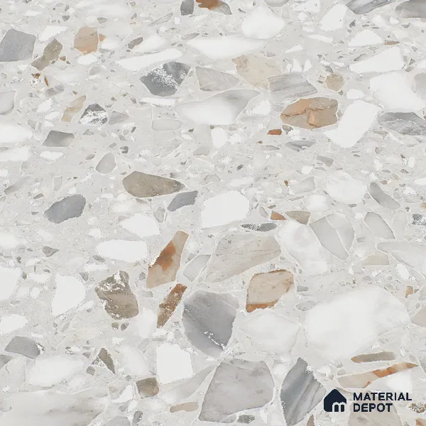 Terrazzo Floor & Wall Tile | TL 07199 B Polico Pearl 2 ft x 4 ft Vitrified Matte Finish - 9 mm | Suitable For Living Room, Bedroom, Bathroom (Sample)