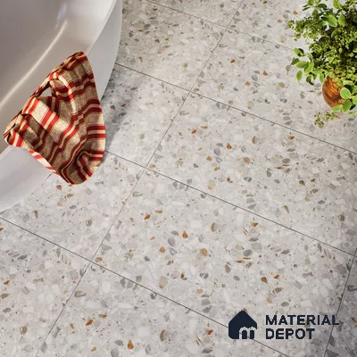 Terrazzo Floor & Wall Tile | TL 07199 B Polico Pearl 2 ft x 4 ft Vitrified Matte Finish - 9 mm | Suitable For Living Room, Bedroom, Bathroom (Sample)
