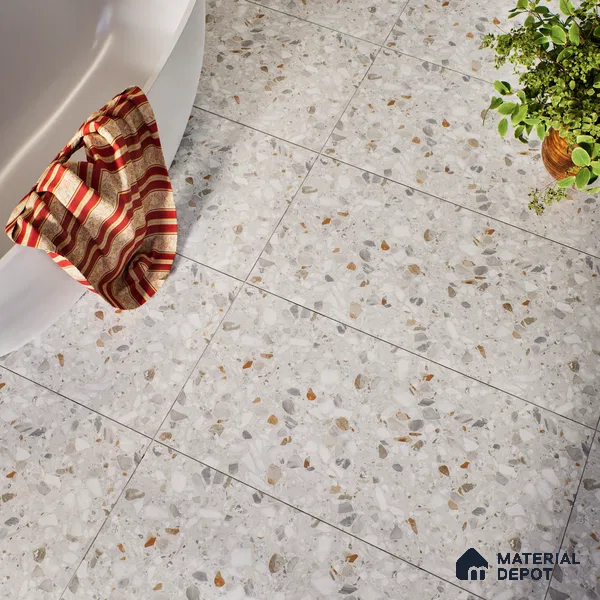 Terrazzo Floor & Wall Tile | TL 07199 B Polico Pearl 2 ft x 4 ft Vitrified Matte Finish - 9 mm | Suitable For Living Room, Bedroom, Bathroom (Sample)