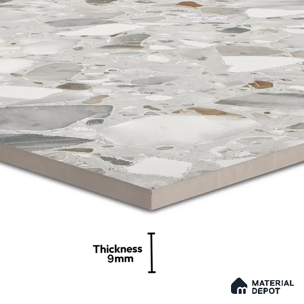 Terrazzo Floor & Wall Tile | TL 07199 B Polico Pearl 2 ft x 4 ft Vitrified Matte Finish - 9 mm | Suitable For Living Room, Bedroom, Bathroom (Sample)