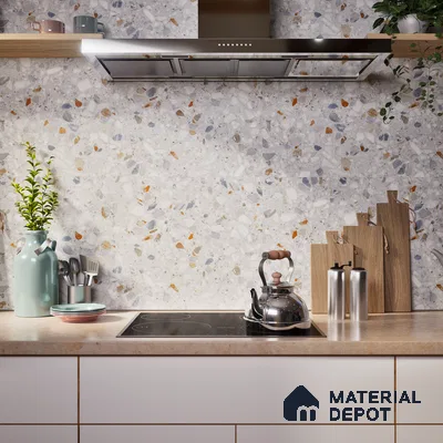 Terrazzo Floor & Wall Tile | TL 07199 Polico Sky 2 ft x 4 ft Vitrified Matte Finish - 9 mm | Suitable For Living Room, Bedroom, Bathroom (Sample)