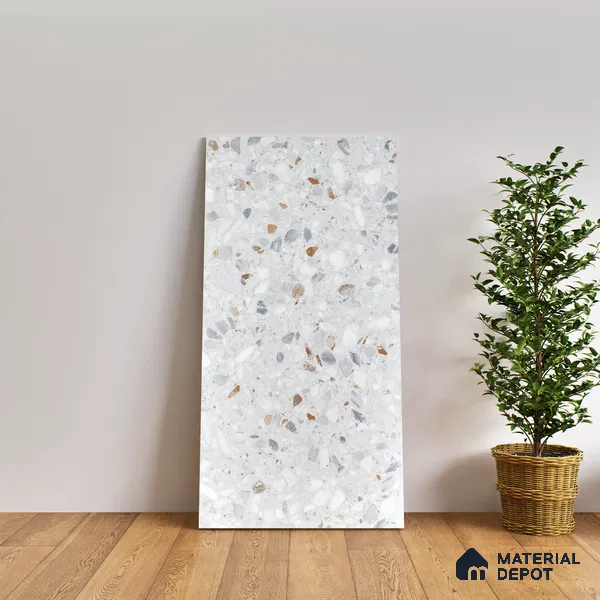 Terrazzo Floor & Wall Tile | TL 07199 Polico Sky 2 ft x 4 ft Vitrified Matte Finish - 9 mm | Suitable For Living Room, Bedroom, Bathroom (Sample)