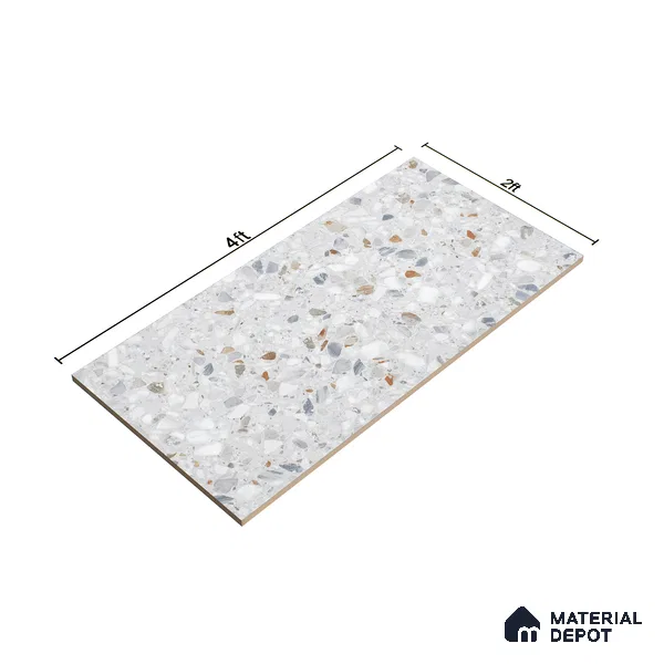 Terrazzo Floor & Wall Tile | TL 07199 Polico Sky 2 ft x 4 ft Vitrified Matte Finish - 9 mm | Suitable For Living Room, Bedroom, Bathroom (Sample)