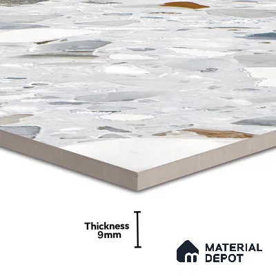 Terrazzo Floor & Wall Tile | TL 07199 Polico Sky 2 ft x 4 ft Vitrified Matte Finish - 9 mm | Suitable For Living Room, Bedroom, Bathroom (Sample)