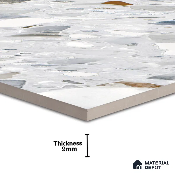 Terrazzo Floor & Wall Tile | TL 07199 Polico Sky 2 ft x 4 ft Vitrified Matte Finish - 9 mm | Suitable For Living Room, Bedroom, Bathroom (Sample)