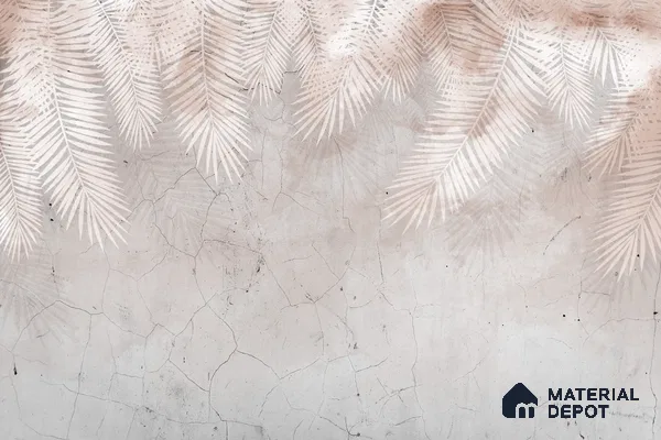 Palm Veil Plaster Abstract Nature Art | WP 03997 B Canvas Texture Finish Tropical Style luxurious Customized size Wallpaper | 250 GSM WP01CNF Paper | (MOQ = 30 Sq. Ft.) | Design change not possible
