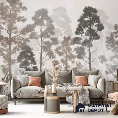 Silent Canopy Mist Tropical Mist Nature Art | WP 03986 Non Woven Matte Finish Tropical Style Premium Customized size Wallpaper | 150 GSM WP01MTF Paper | (MOQ = 30 Sq. Ft.) | Design change not possible