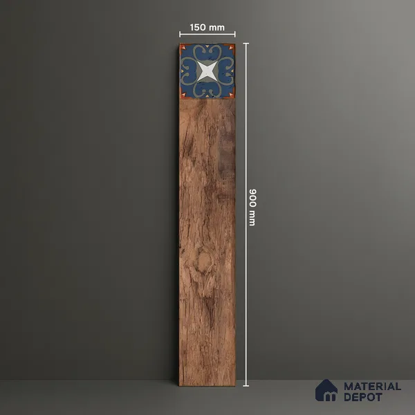 Wood Look Floor Tile TL 06572 B Sequoia Nut 35 Inch x 6 Inch Vitrified Matte Finish - 9 mm | Suitable for Living Room, Kitchen & Bedroom | 2-3 mm Spacer is Mandatory
