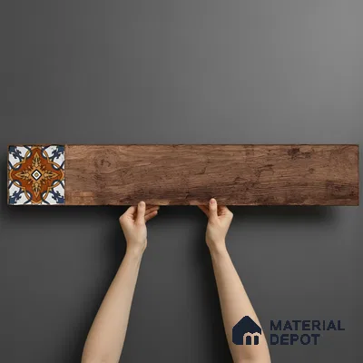 Wood Look Floor Tile TL 06572 C Sequoia Marron 35 Inch x 6 Inch Vitrified Matte Finish - 9 mm | Suitable for Living Room, Kitchen & Bedroom | 2-3 mm Spacer is Mandatory