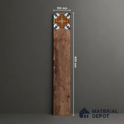 Wood Look Floor Tile TL 06572 C Sequoia Marron 35 Inch x 6 Inch Vitrified Matte Finish - 9 mm | Suitable for Living Room, Kitchen & Bedroom | 2-3 mm Spacer is Mandatory