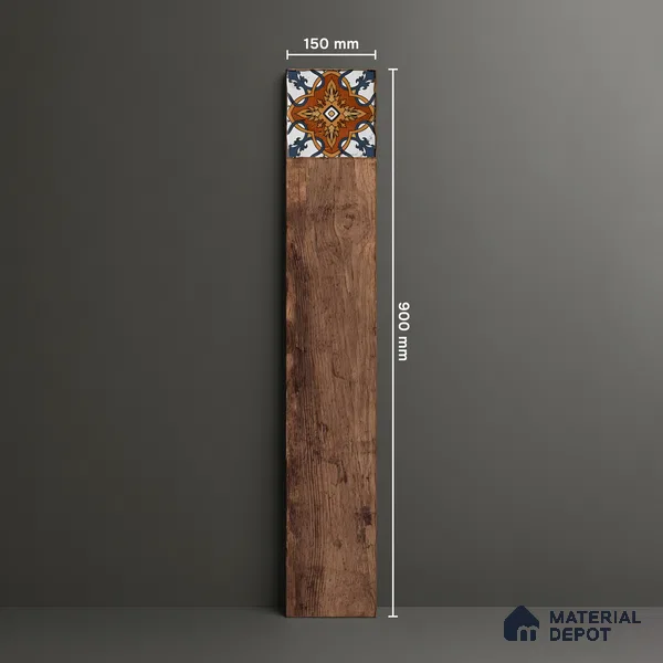 Wood Look Floor Tile TL 06572 C Sequoia Marron 35 Inch x 6 Inch Vitrified Matte Finish - 9 mm | Suitable for Living Room, Kitchen & Bedroom | 2-3 mm Spacer is Mandatory