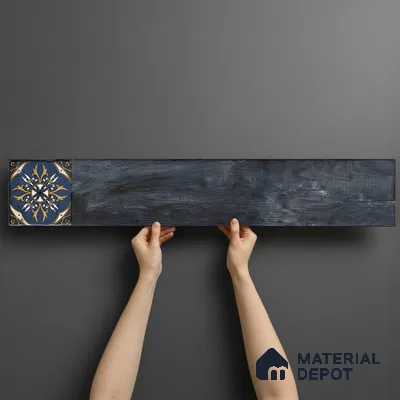 Wood Look Floor Tile TL 06572 Sequoia Azul 35 Inch x 6 Inch Vitrified Matte Finish - 9 mm | Suitable for Living Room, Kitchen & Bedroom | 2-3 mm Spacer is Mandatory (Sample)