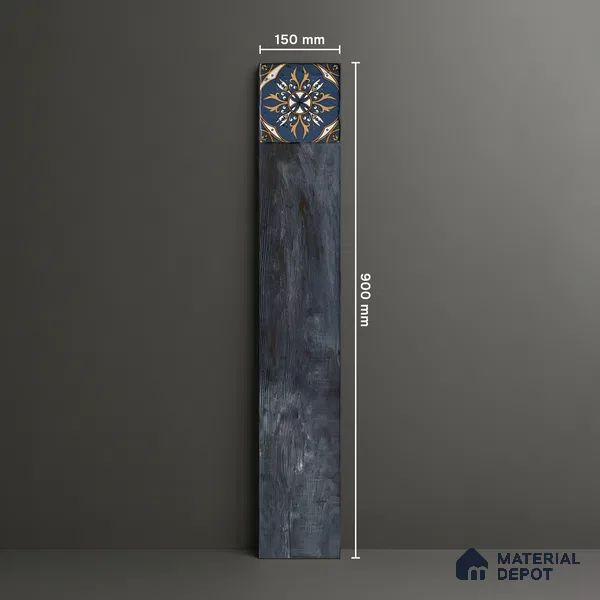 Wood Look Floor Tile TL 06572 Sequoia Azul 35 Inch x 6 Inch Vitrified Matte Finish - 9 mm | Suitable for Living Room, Kitchen & Bedroom | 2-3 mm Spacer is Mandatory (Sample)