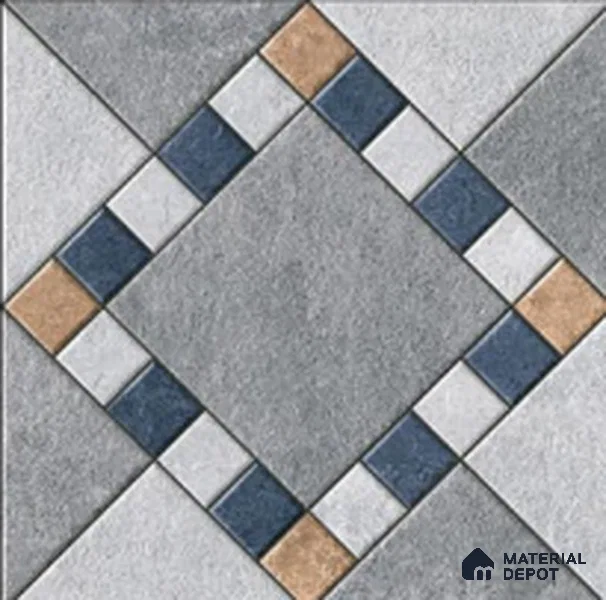 Budget Friendly Stone Look Value for Money Parking  Floor Tile 16 x 16 inch | TL 00655 | Vitrified Matte Finish Tile - 12 mm | Suitable For Parking, Outdoor, Balcony & Terrace | Pattern Alignment May Vary | 2-3 mm Spacer is Mandatory