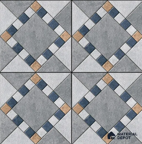 Budget Friendly Stone Look Value for Money Parking  Floor Tile 16 x 16 inch | TL 00655 | Vitrified Matte Finish Tile - 12 mm | Suitable For Parking, Outdoor, Balcony & Terrace | Pattern Alignment May Vary | 2-3 mm Spacer is Mandatory