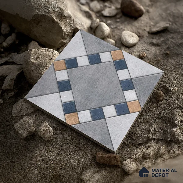Budget Friendly Stone Look Value for Money Parking  Floor Tile 16 x 16 inch | TL 00655 | Vitrified Matte Finish Tile - 12 mm | Suitable For Parking, Outdoor, Balcony & Terrace | Pattern Alignment May Vary | 2-3 mm Spacer is Mandatory
