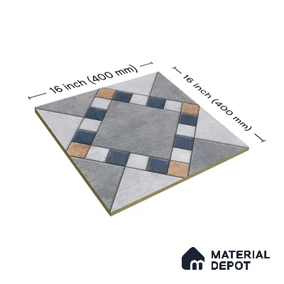 Budget Friendly Stone Look Value for Money Parking  Floor Tile 16 x 16 inch | TL 00655 | Vitrified Matte Finish Tile - 12 mm | Suitable For Parking, Outdoor, Balcony & Terrace | Pattern Alignment May Vary | 2-3 mm Spacer is Mandatory
