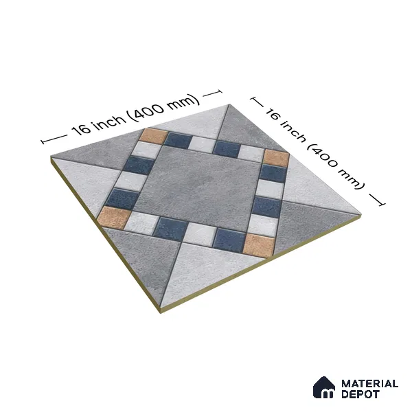 Budget Friendly Stone Look Value for Money Parking  Floor Tile 16 x 16 inch | TL 00655 | Vitrified Matte Finish Tile - 12 mm | Suitable For Parking, Outdoor, Balcony & Terrace | Pattern Alignment May Vary | 2-3 mm Spacer is Mandatory